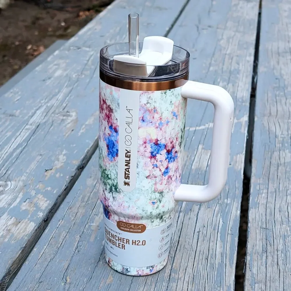 NEW Stanley Quencher H2.0 30oz Tumbler CALIA Exclusive Watercolor Floral Cup - Picture 6 of 9